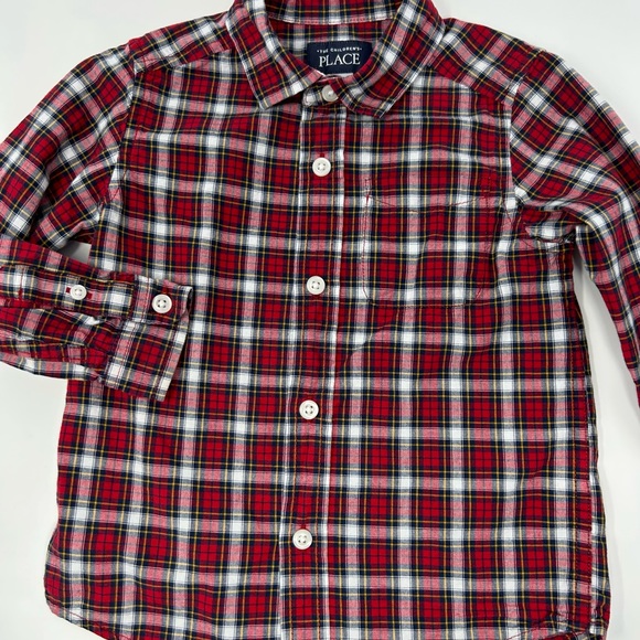 The Children’s‎ Place Red Black White Plaid Boys 3T Long Sleeve Shirt - Picture 2 of 8